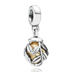 Pandora Laurel Leaves Dangle Charm – Sterling Silver & Cubic Zirconia Retired